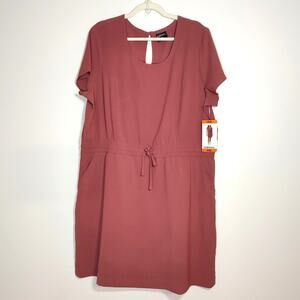 32 Degrees Cool Pink Cinch Waist Dress Pockets XXL Athleisure Minimalist